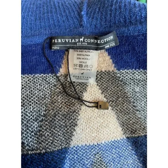 Mint! Peruvian Connection Sweater Poncho Cowl Neck Baby Alpaca Wool O/S - Picture 8 of 8